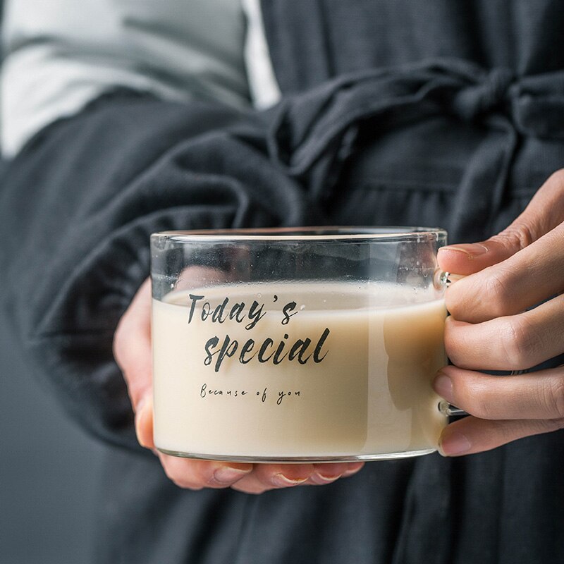 500ml bogstaver glas krus, stort bælte med juice krus kontor tekop dessert kop havregryn morgenmad kop mælk drinkware: 02