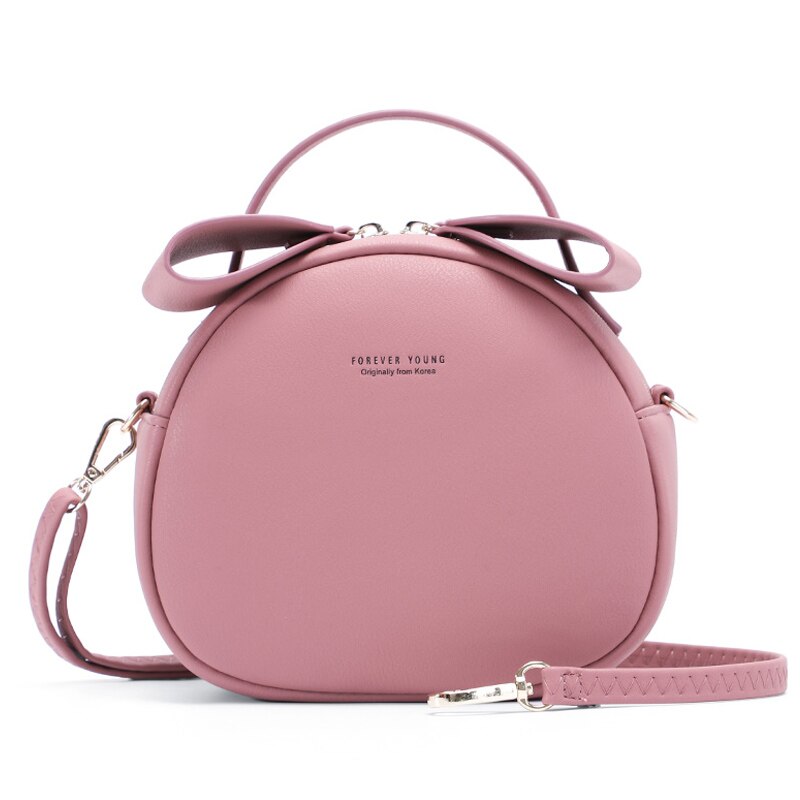 WEICHEN circulaire femmes sac à bandoulière en cuir bandoulière sacs de messager femme ronde Bolsa dames sac à main: S2 DK Pink