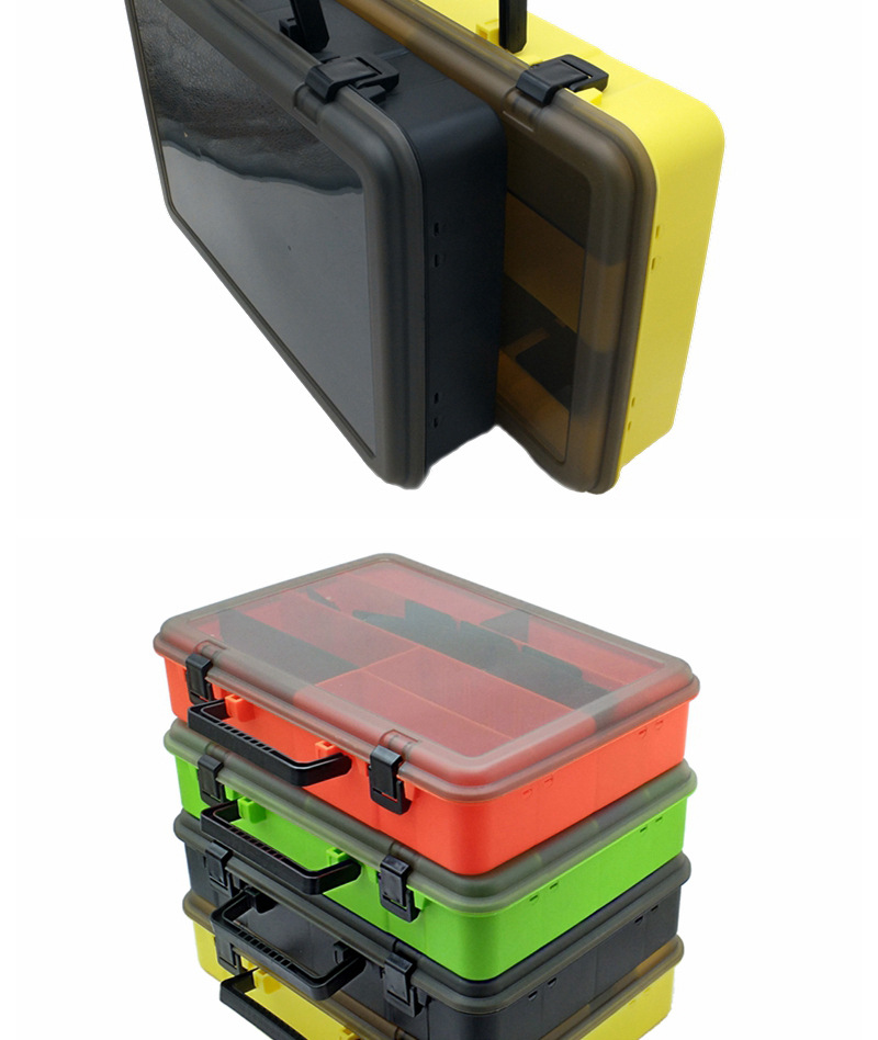 Cajas de aparejos de pesca portátiles, herramienta de señuelo de sedal de carrete de Pesca, gruesa, duradera y grande, caja de almacenamiento multifunción, 40,5X28,5X8,5 cm