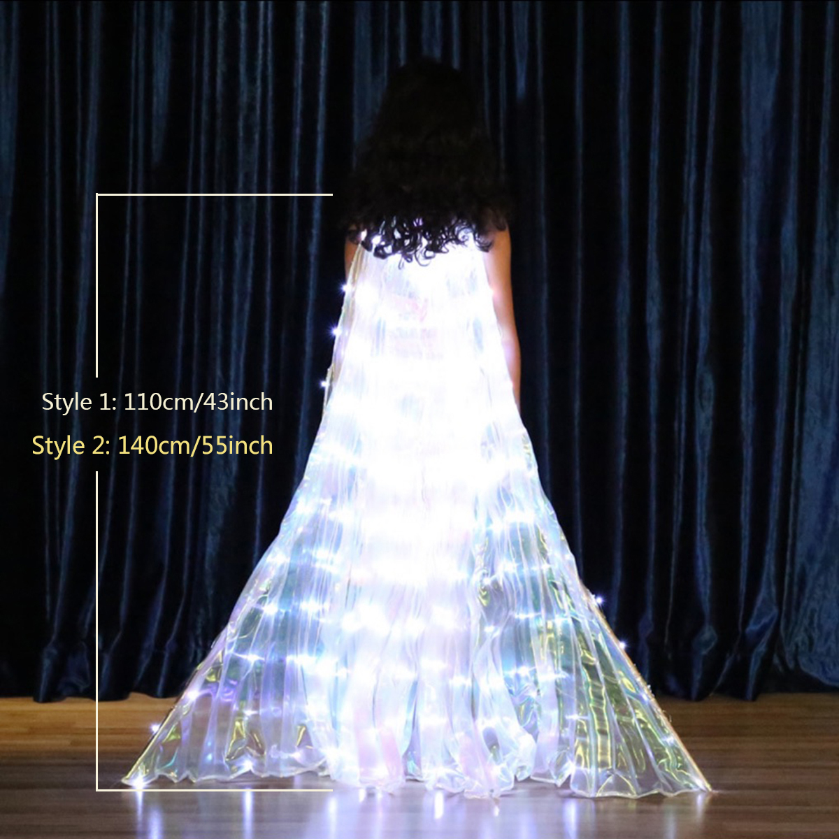 Capa de Hada LED, disfraz de luz, alas brillantes de mariposa, luces de baile para puesta en escena, celebración de , decoración de espectáculo de boda