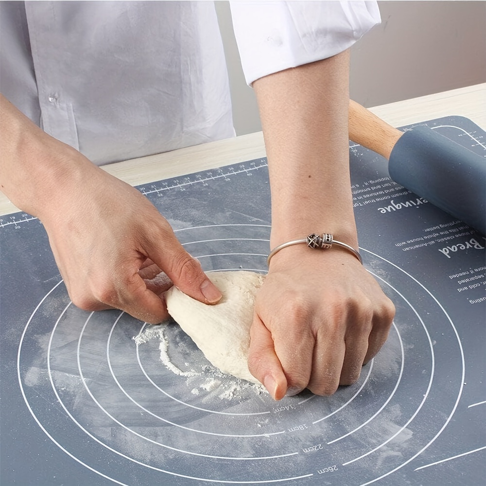 Silikon-Nudelholz- und Backmatten-einstellen – antihaftbeschichtet, einfach zu verwenden für Pizza, Nudeln, Kekse, Ideal zum Ausrollen und Messen von Teig