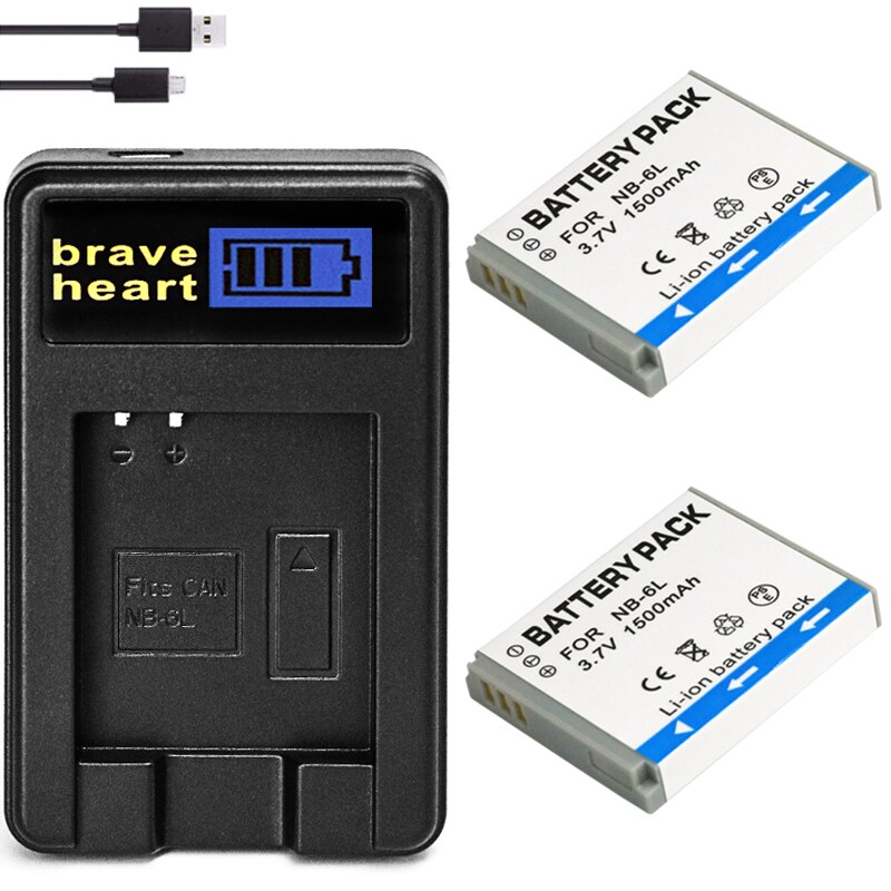 Bateria NB-6L NB-6LH Nb 6L 6LH NB6L NB6LH Batterij Voor Canon Ixus 85 95 Is SX275 SX280 SX510 Powershot D10 s90 SD1200: charger and 2battery