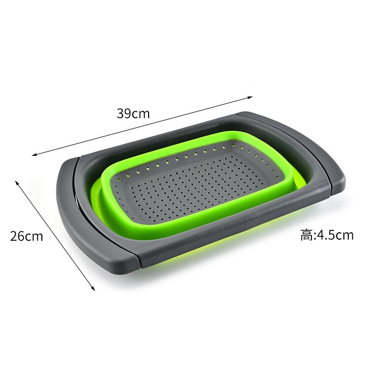 Multi-function rectangular telescopic water filter basket folding fruit and vegetable basket kitchen tool fruit basket