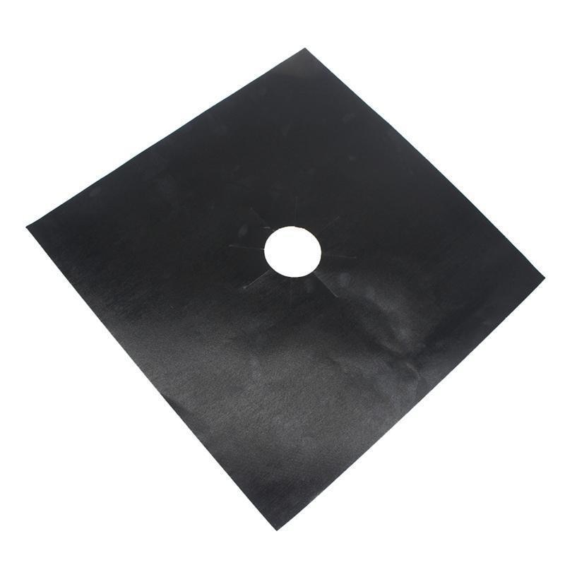 4 st universal ugnsfodral gashäll skyddsplattor fyrkantiga värmebeständiga brännare spisskydd tvättbar återanvändbar dyna 27*27cm: Svart