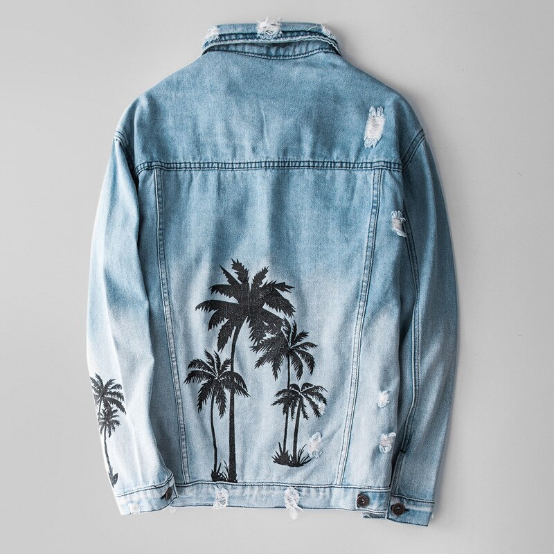 DIMUSI Mens Denim Jacket Trendy Ripped Denim Coats Mens Jeans Bomber Jacket Outwear Windbreaker Cowboy Coats Clothing