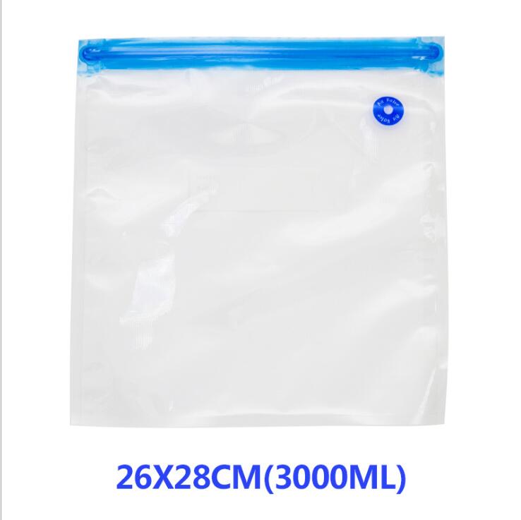 Vakuumpåse mat luft vakuum komprimerad påsarrangör med genomskinliga förseglade förvaringspåsar återanvändbara fryspåsar köksförvaring: 26 x 28cm