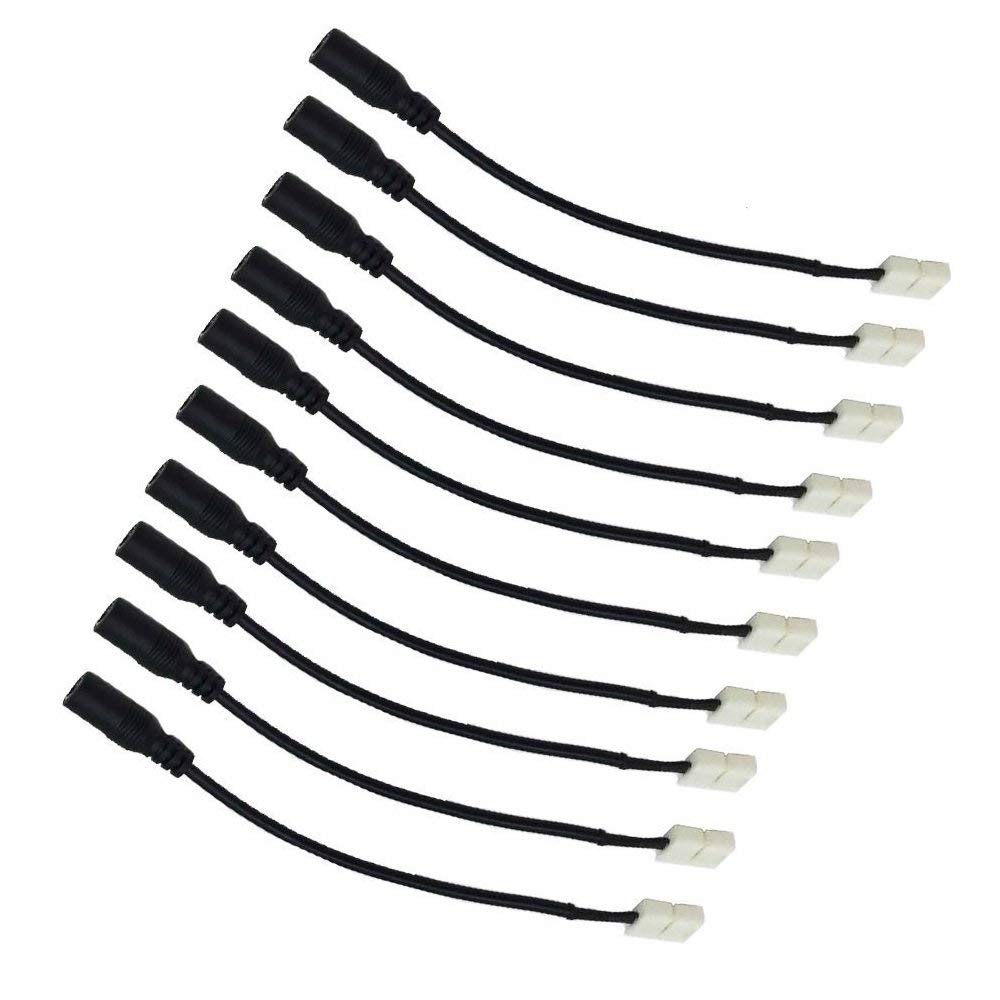 10pcs/Pack Strip to DC Female Plug Solderless Snap Down 2Pin Conductor LED Strip Connector for Quick Splitter Connection of 8mm