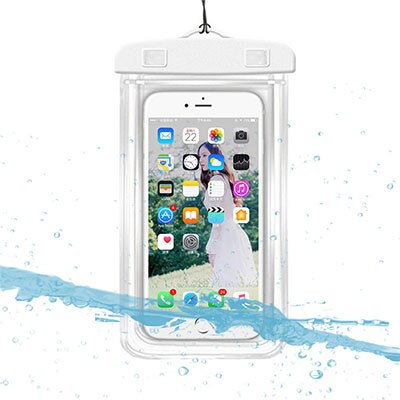 3.5-6 tommer vandtæt svømmetaske telefonpose drift dykning lysende undersøisk tørtaske telefon cover til vandsport strand: Hvid farve