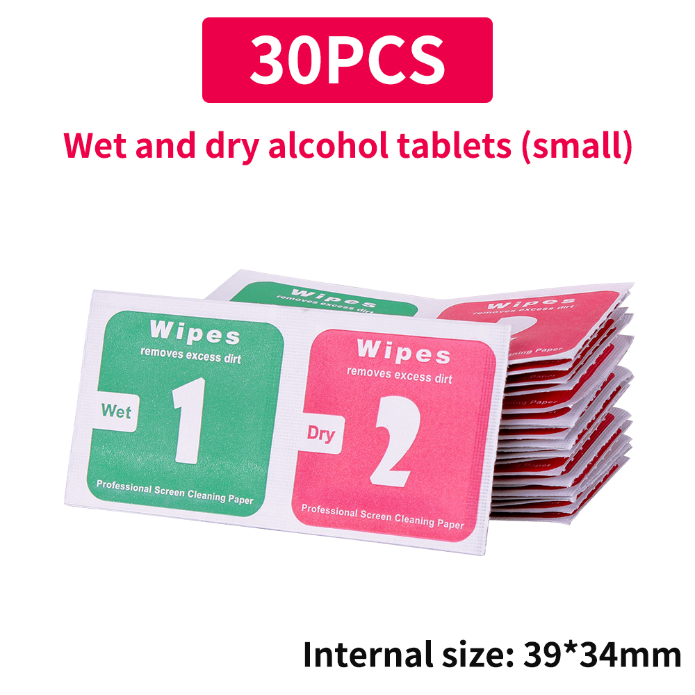 LUXIANZI 50 Uds toallitas húmedas y secas papel de eliminación de polvo para iPhone teléfono lente de cámara pantalla LCD óptica paño de limpieza de vidrio templado: Verde, púrpura