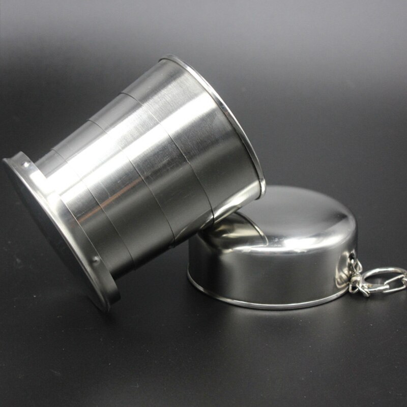 Ml 150ml 250ml Copos Retrátil Dobrável Desmontável 75 Suprimentos Chaveiro de Aço Inoxidável Copo de Dobramento de Viagem Portátil Ao Ar Livre
