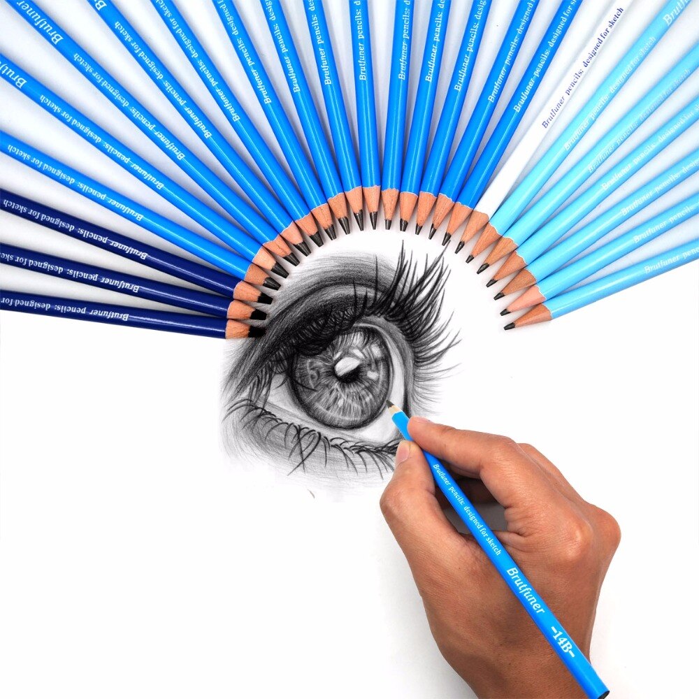 Juego de lápices de grafito para dibujar 6H-HB-8B-14B de Artist Studio 14/24 uds, lápices de carbón no tóxicos, lápices profesionales de grafito
