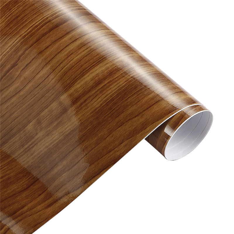 60cmx500cm Glossy Wood Grain Car Wrap Vinyl Film DIY Wood Grain Textured Furniture Decal Waterproof Self-adhesive Car Sticker: Yellow