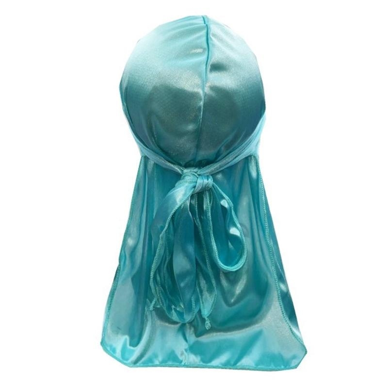 L93F Men's Soft Silky Durag Head Wrap Long Tail Dreadlocks Hat for Various Hair Type