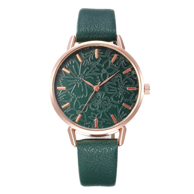 Dames Student Horloge Mode Creatieve Reliëf Bloemen Quartz Horloge Luxe Vrouw Rvs Horloge Relogio Feminino