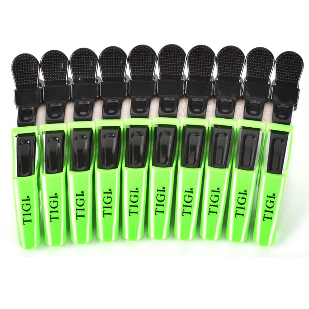 Pinzas de pelo de cocodrilo profesionales para mujer, horquillas, pinzas para el pelo, herramientas de estilismo de salón, 10 unids/lote: Green