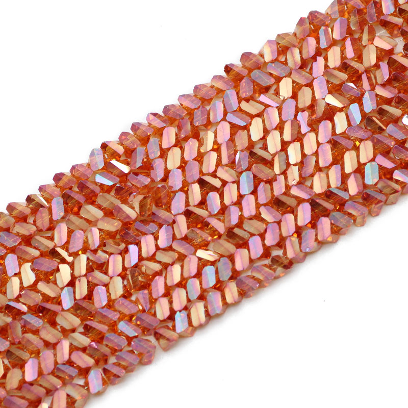 Cuentas de cristal austriaco triangulares de tetraedro, cuentas sueltas de vidrio para fabricación de pulseras de joyería, accesorios de bricolaje, , 6mm, 90 piezas: Lavanda