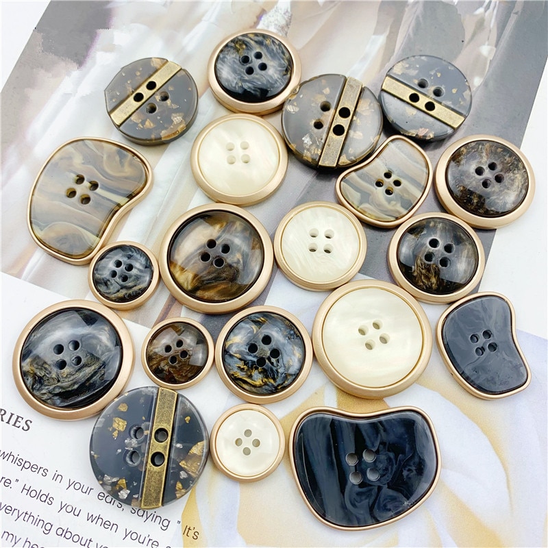 Lot De 4 Boutons Effet Velours Noir Satiné En Résine Synthétique - Diamètre 30 Mm, Pour Couture Et Customisation