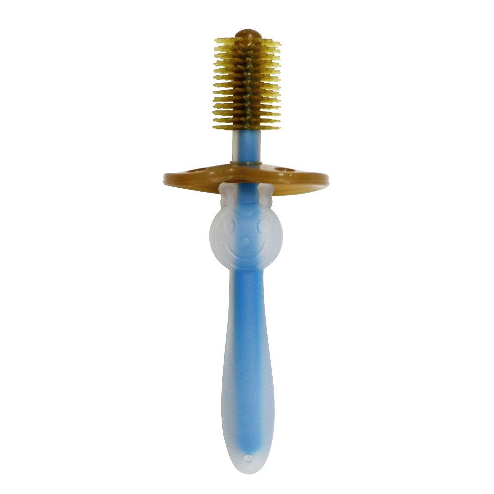 Chico divertido 1 pieza chico s cepillos dentales de entrenamiento de silicona suave bebé niños cuidado Dental cepillo de dientes herramienta bebé cepillo de dientes infantil bebé artículo: Blue