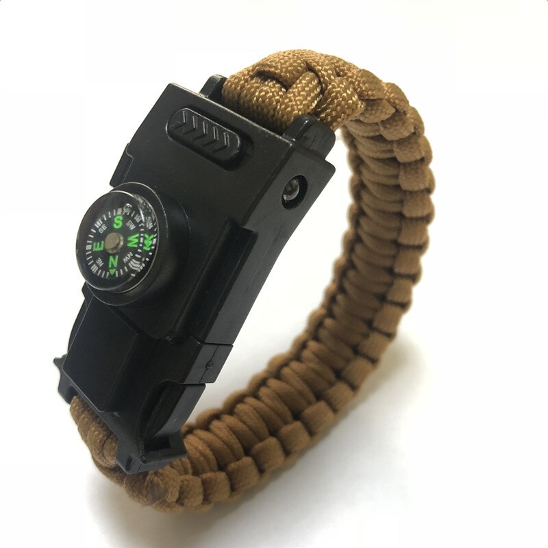 Led Lights Survive Safety bracelet 4mm Reflective Paracord Multifunction Outdoor tools Camping Hiking Rescue Emergency Rope: kahki