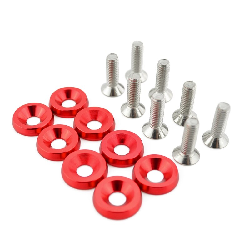 runmade 8pcs/lot Billet Aluminum Fender Bumper Washers Bolt Engine Bay Dress Up Kit 6 Colors: Red