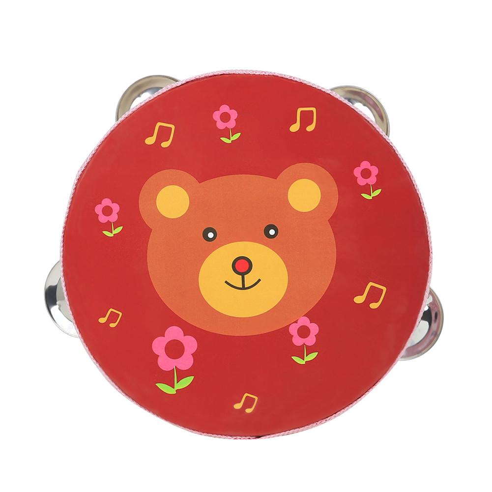 Tambourin de 6 pouces pour enfants dessin animé adapté aux enfants Instrument de musique populaire pour le rythme et le tact: Red bear