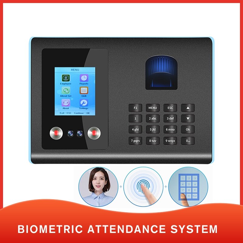 Biometric Face Recognition Fingerprint Time Password Attendance System Employee Office Control Time Clock Recorder Device