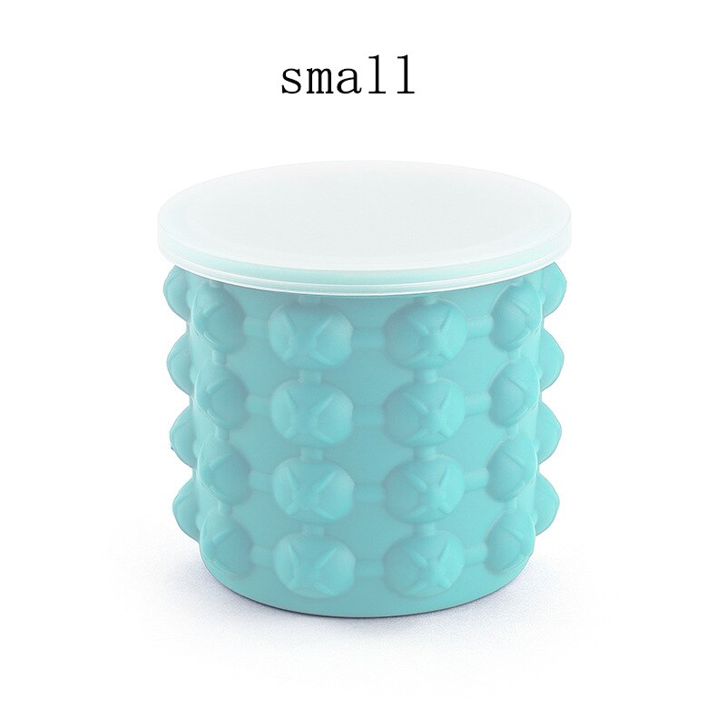 Outdoor round plastic ice bucket with lid Silicone ice bucket Bar double-layer champagne wine beer bucket: small