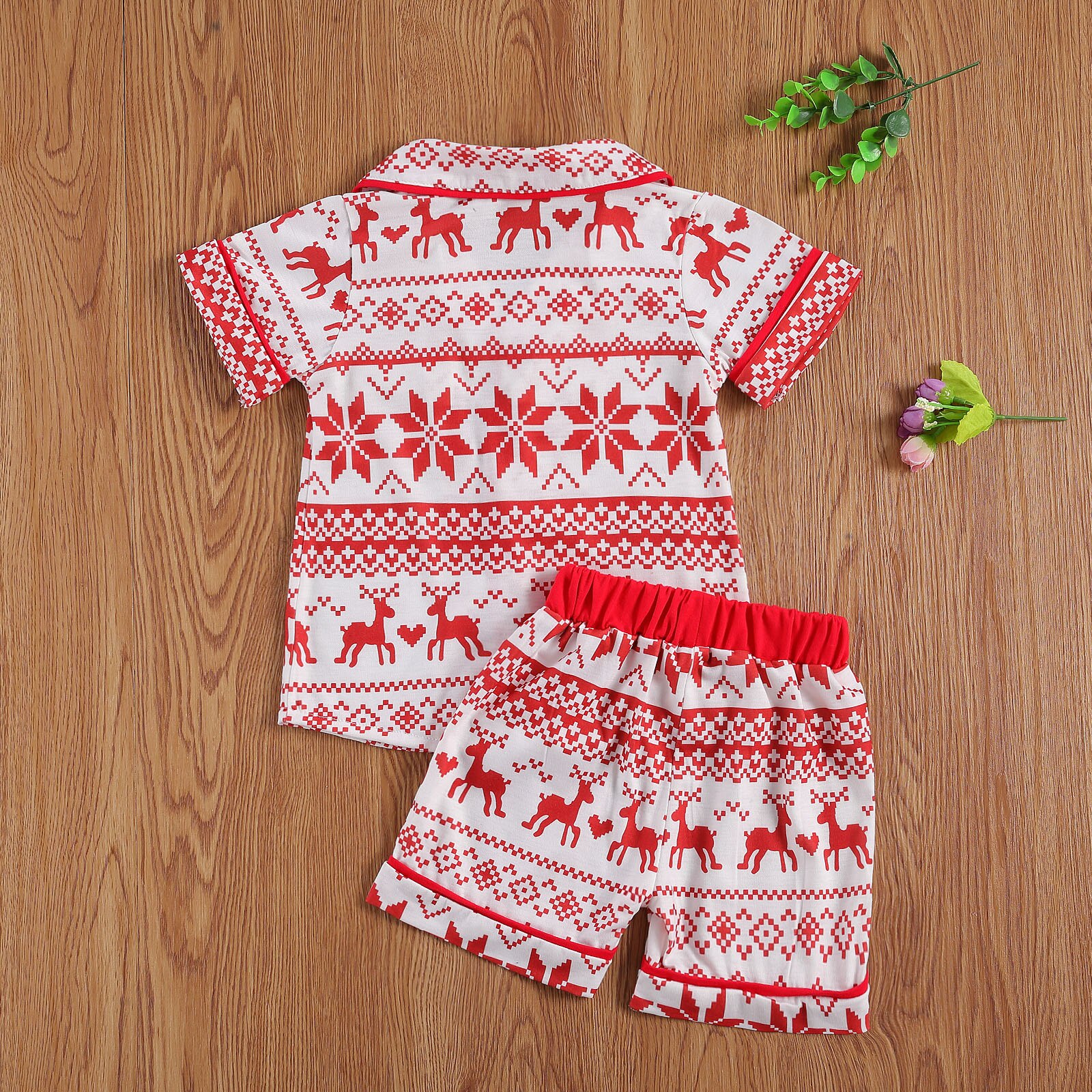 1-6y juletøj baby dreng pige dejlige homewear søde hjorte print afslappet toppe kortærmet + shorts pyjamas sæt