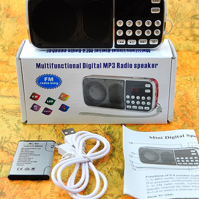 Card Radio For The Elderly L-088 Multifunctional Mini Portable Radio Support Radio/USB/TF Card/AUX/Headphone