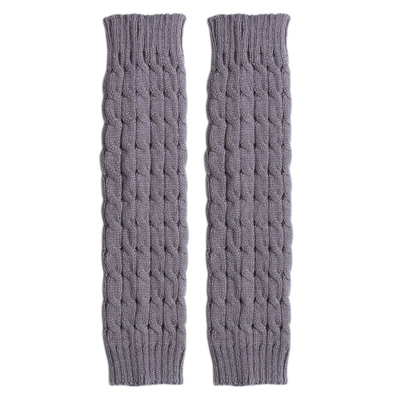 Winter Women Warm Knitted Leg Warmers High Knee Leg Warmers Crochet Leg Warmers Casual Pure Color Leg Warmers: Gray