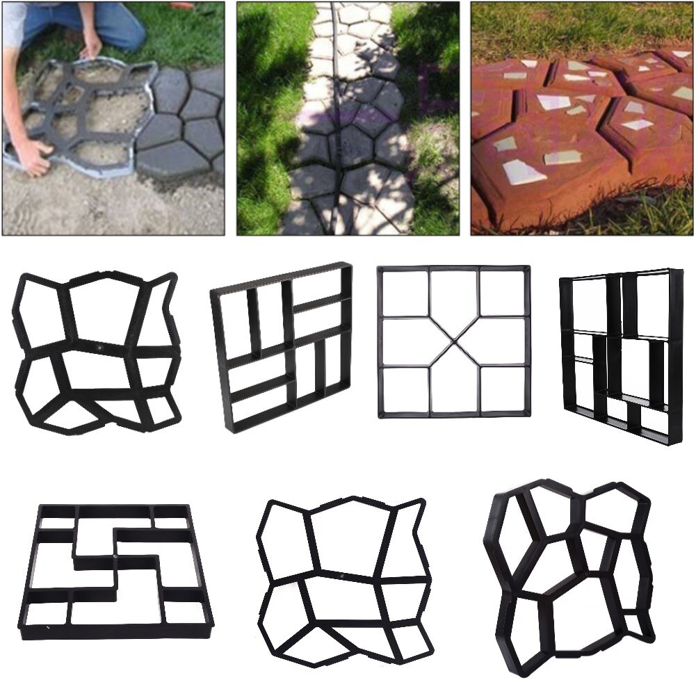 Concrete Molds Garden Floor DIY Paving Mould Home Garden Path Maker Manually Cement Brick Stepping Driveway Stone Road Mold Tool