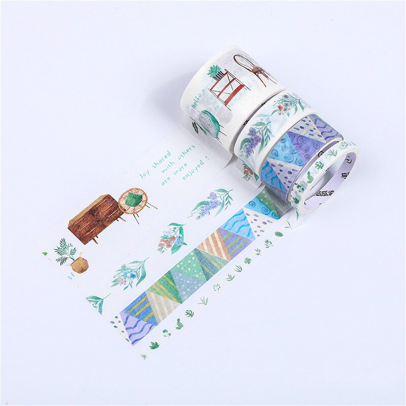 4pcs/set Japanese Decoration Kawaii Masking Fresh Paper Diy Washi Tape Stickers Scrapbooking Cute Stationary School Supplies: S