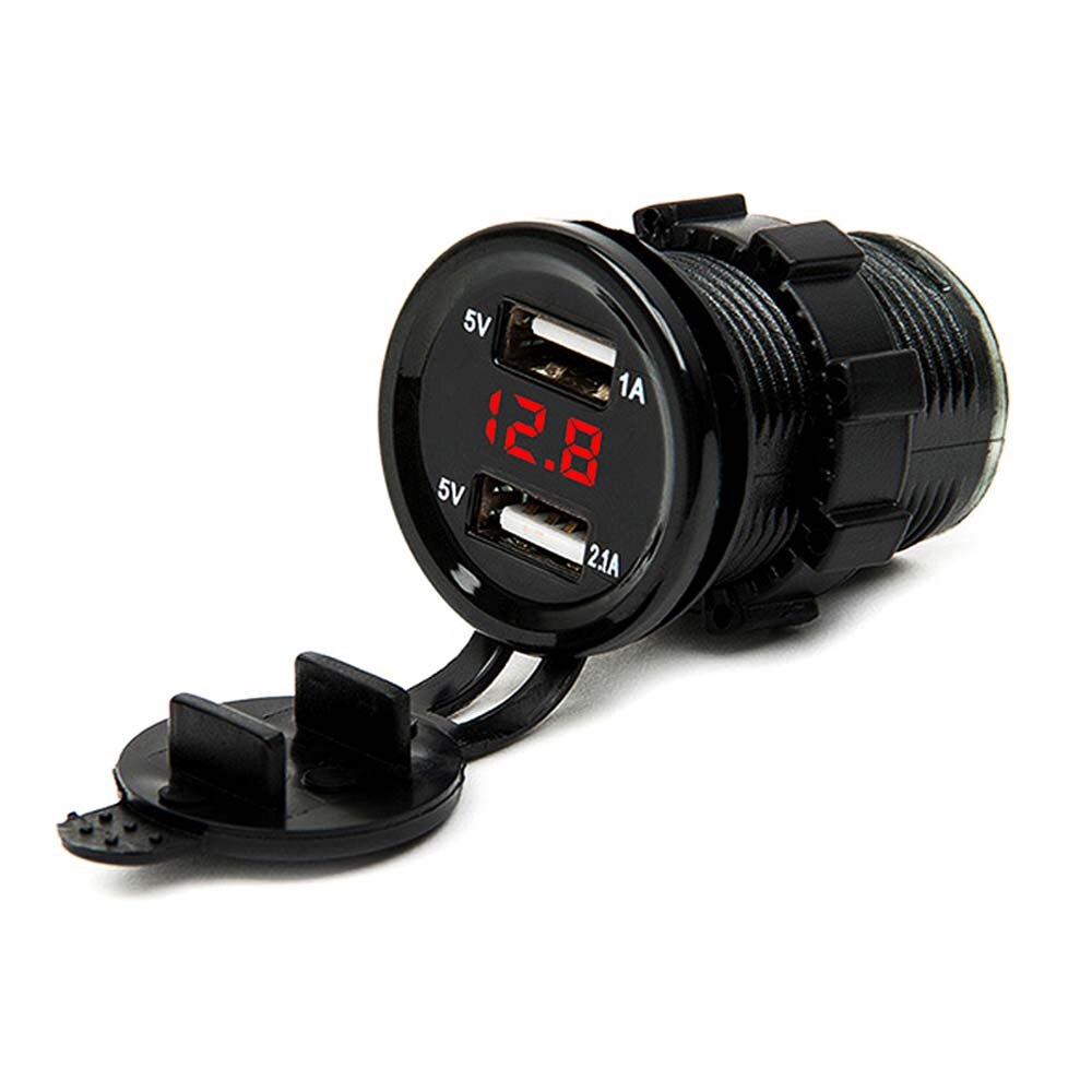 Podwójna zapalniczka samochodowa USB ładowarka robić zapalniczki samochodowej ładowarka + doprowadziło woltomierz cyfrowy monitor miernika 3 kolory: czerwony