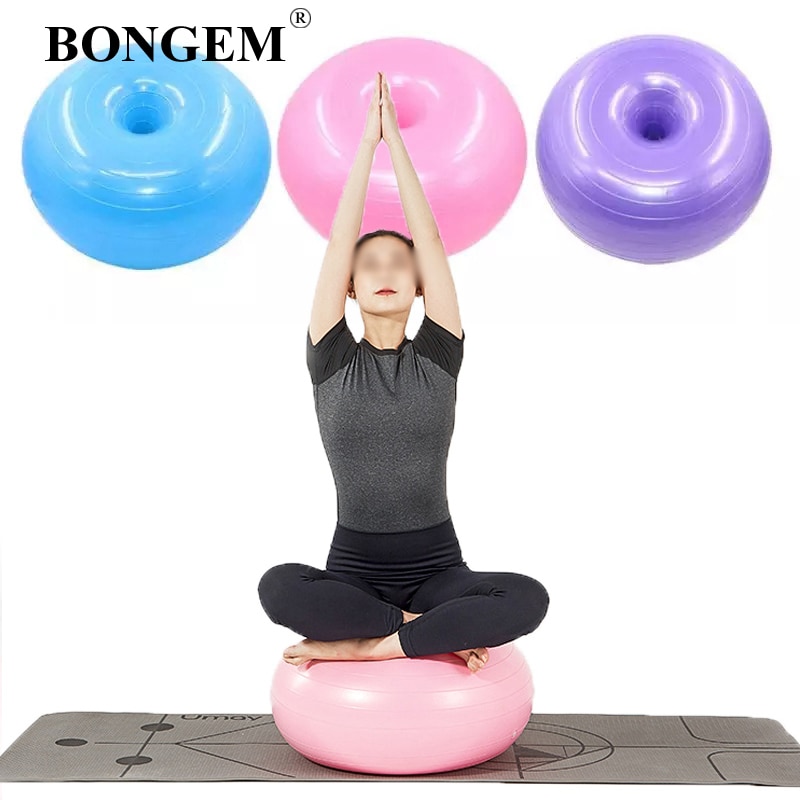 Yoga Ball with Pump Yoga Ball Donut Trainer Body Fitness Crossfit Stretching for Gym Office Home Pilates Balance Yoga Ball