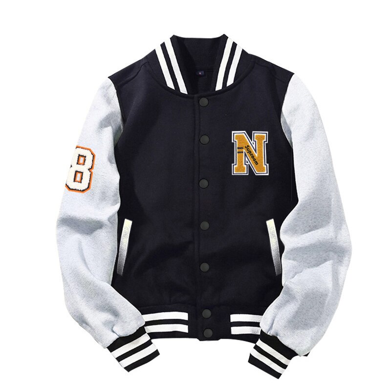 Abrigo de uniforme de béisbol para hombre, chaqueta Bomber de un solo pecho con letras de estilo pijo, algodón polar, ropa de , novedad de