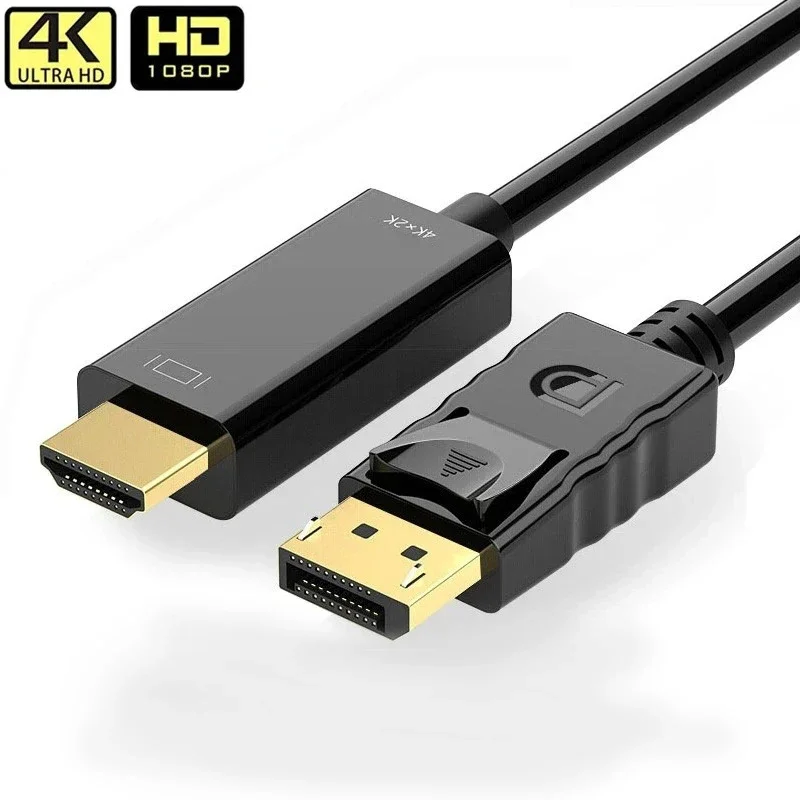 1.8m dp til hdmi-kompatibel kabel 4k hd-adapter skjermkabel dataskjermkabel konverterer stor dp til hdmi-kompatibel