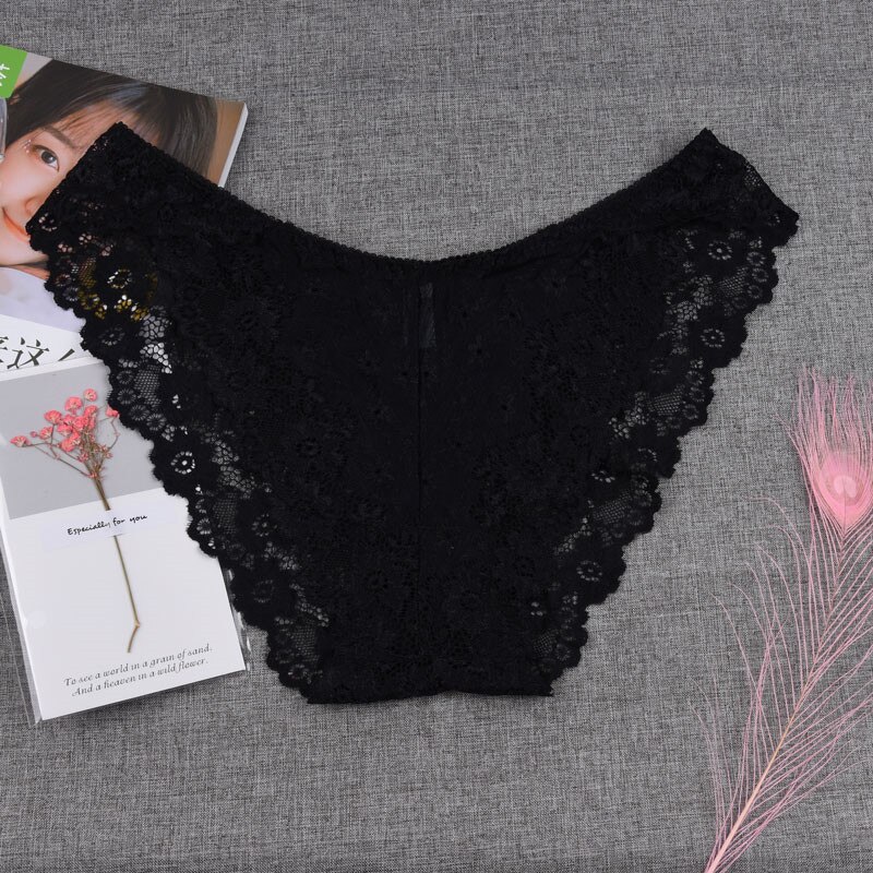 Plus Größe M L XL XXL Frauen sexy Höschen Spitze V-Schnur Unterhose Riemen G-Schnur Dessous Unterwäsche niedrig- aufstieg Höschen: Schwarz / L