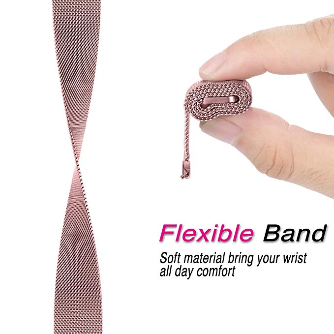 Metal Stainless Steel Band For Fitbit Versa/Versa 2 Strap Wrist Milanese Loop Magnetic Bracelet Male Lady Size Smart Accessories