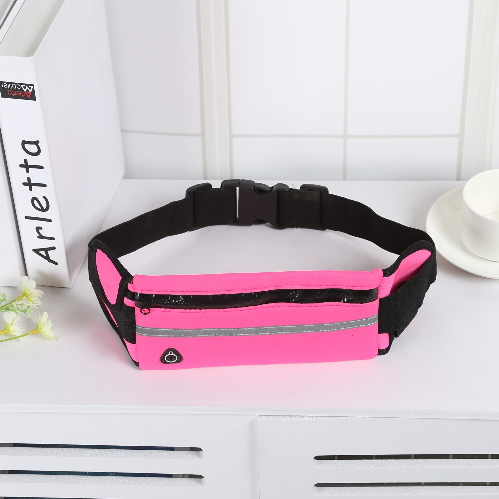 Adjustable Casual Waist Packs Running Waist Bag Canvas Sports Outdoor Phone Holder Belt Bag Fitness Sport Accessories Unisex: Pink