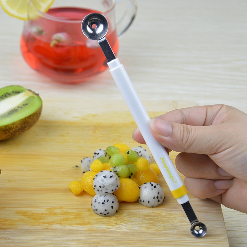 Mini boule à pommes, cuillère à Melon, boule à glace, boule à creuser, cuillère à crème glacée, outil de cuisson à Double extrémité en acier inoxydable, accessoires de cuisine, Gadgets de bricolage
