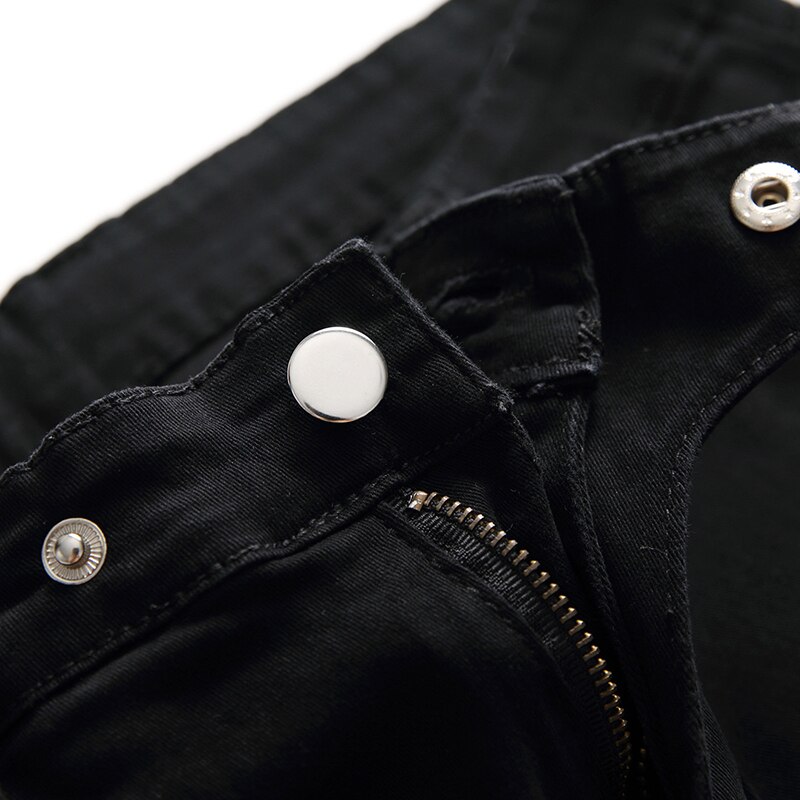 Sokotoo nero degli uomini tasche carico denim jeans sottile pantaloni in denim elasticizzato