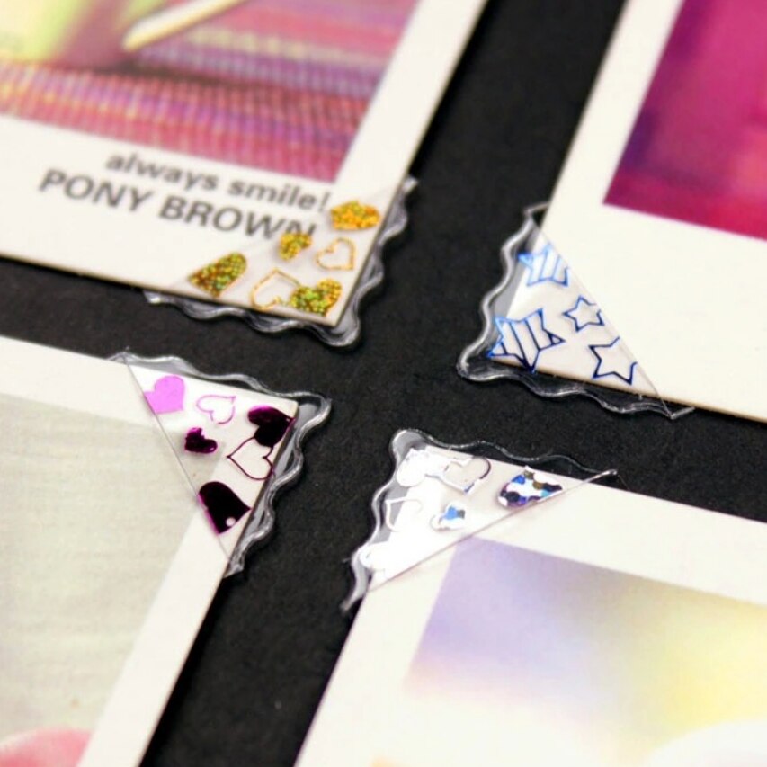 Pegatinas brillantes de PVC para esquinas de fotos, álbumes de burbujas con corazón de estrellas, marco de protección para esquinas, decoración, 10 hojas/780 Uds.