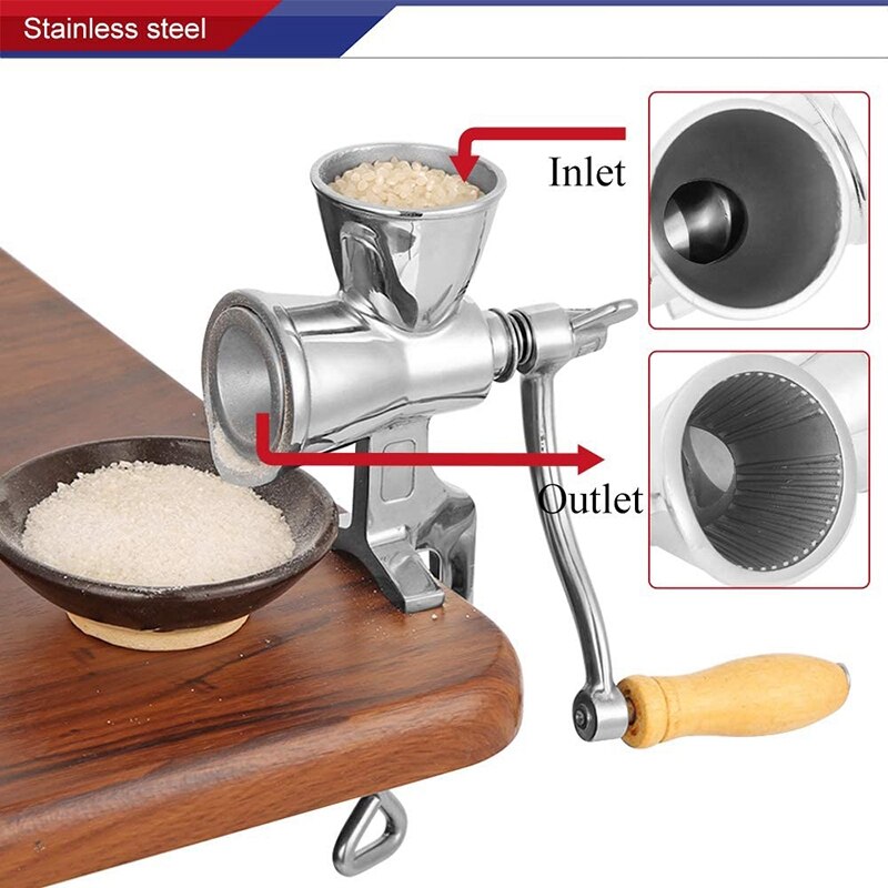 Manivela de picadora Manual de grano, molino de grano de acero inoxidable, afilador de cocina para el hogar, herramienta para café, maíz, arroz de soja