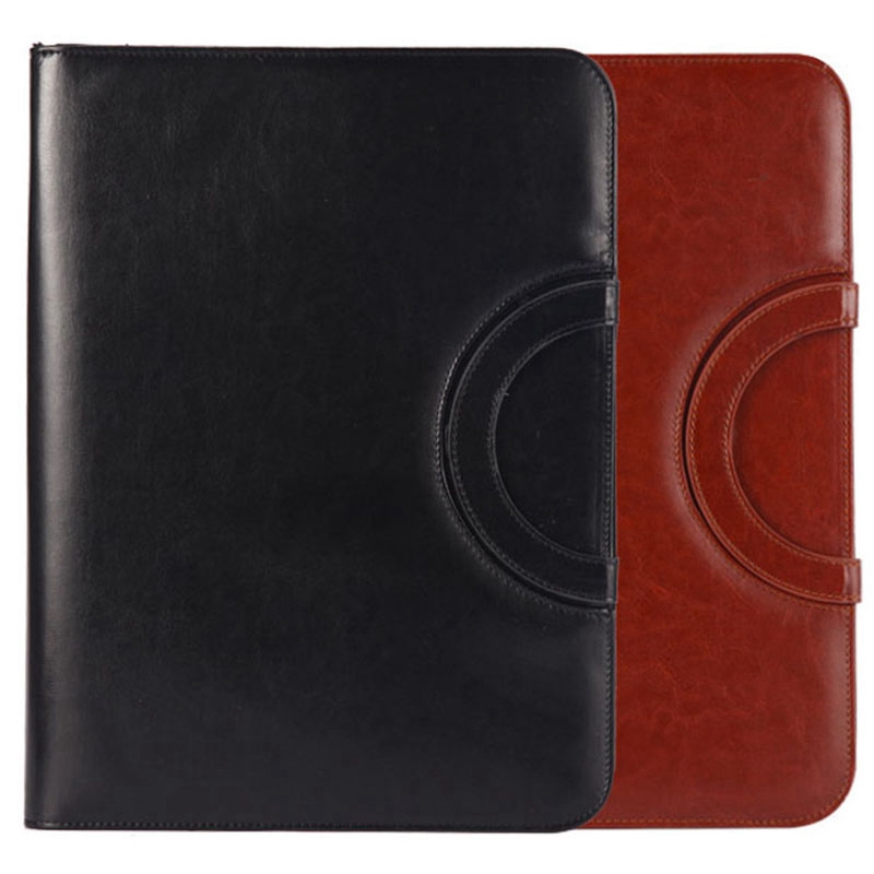 A4 Map Multifunctionele Draagbare Rits Zak Beheer Clip Voor Met Rekenmachine Bedrag Premium Lederen Notepad