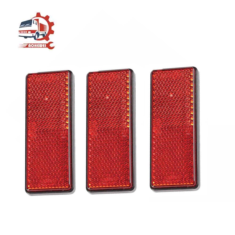 AOHEWEI 3 pcs Self Adhesive Rectangular Reflector Strips for Trailer Carvan Lorry Truck Gate Posts Fence Safety Rear Reflective: Red