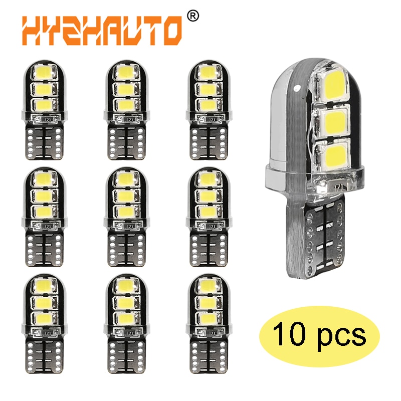 10 kpl  t10 led canbus auton valo 194 168 w5w led parkkivalon polttimo 6 smd silikageeli led automaattinen kiila välyslamppu instrumenttilamppu