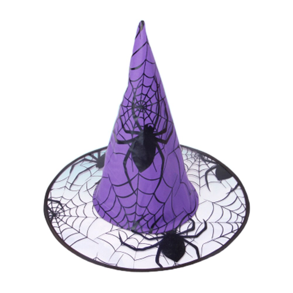 Halloween heks fest hatte, edderkop mønster hovedbeklædning cosplay foto rekvisitter fest forsyninger til børn og voksne: E