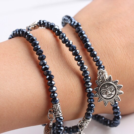 Vintage Kristallen Glazen Hart Zon Olifant Hanger Bedels Voor Armband Elastische Wrap Armband Vrouwen Sieraden Meisjes Mode