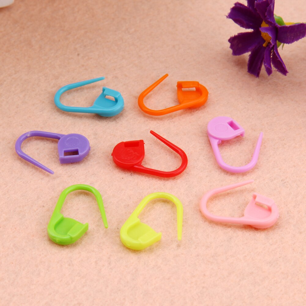 100pcs Colorful Safety Pins Locking Stitch Marker Lock Pins Plastic Ring Marker for Knitting Gehaakte Locking Tool Decor Craft