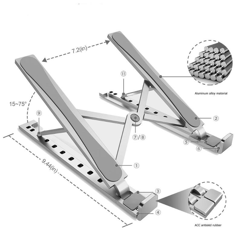 Adjustable Laptop Stand Aluminum Alloy Desktop Adjustable Notebook Cooling Bracket Tablet Holder For Macbook Pro Air